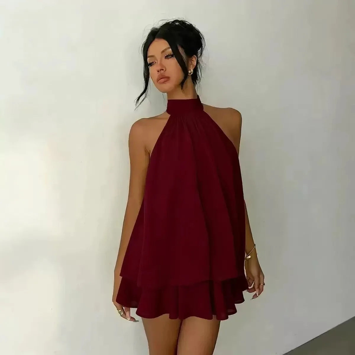 Vestidos Casuales para Mujer, Ropa Femenina Elegante para Fiesta, Vestido de Playa de Color Sólido, Ajustado, Sexy, con Espalda Descubierta