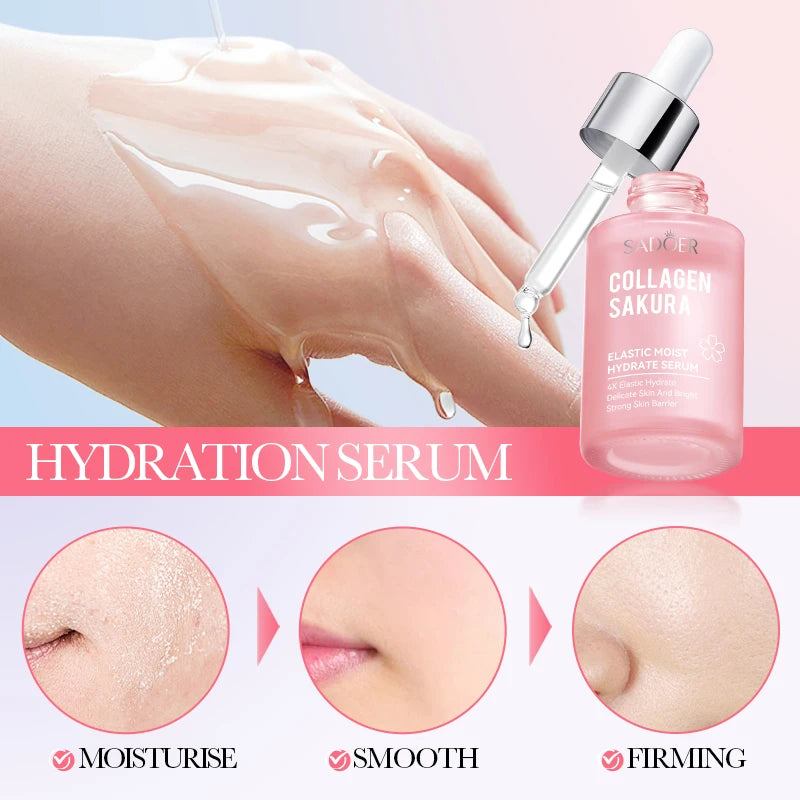 30/100ml SADOER Sakura suero Facial antiarrugas antienvejecimiento hidratante blanqueamiento esencia Facial productos para el cuidado de la piel