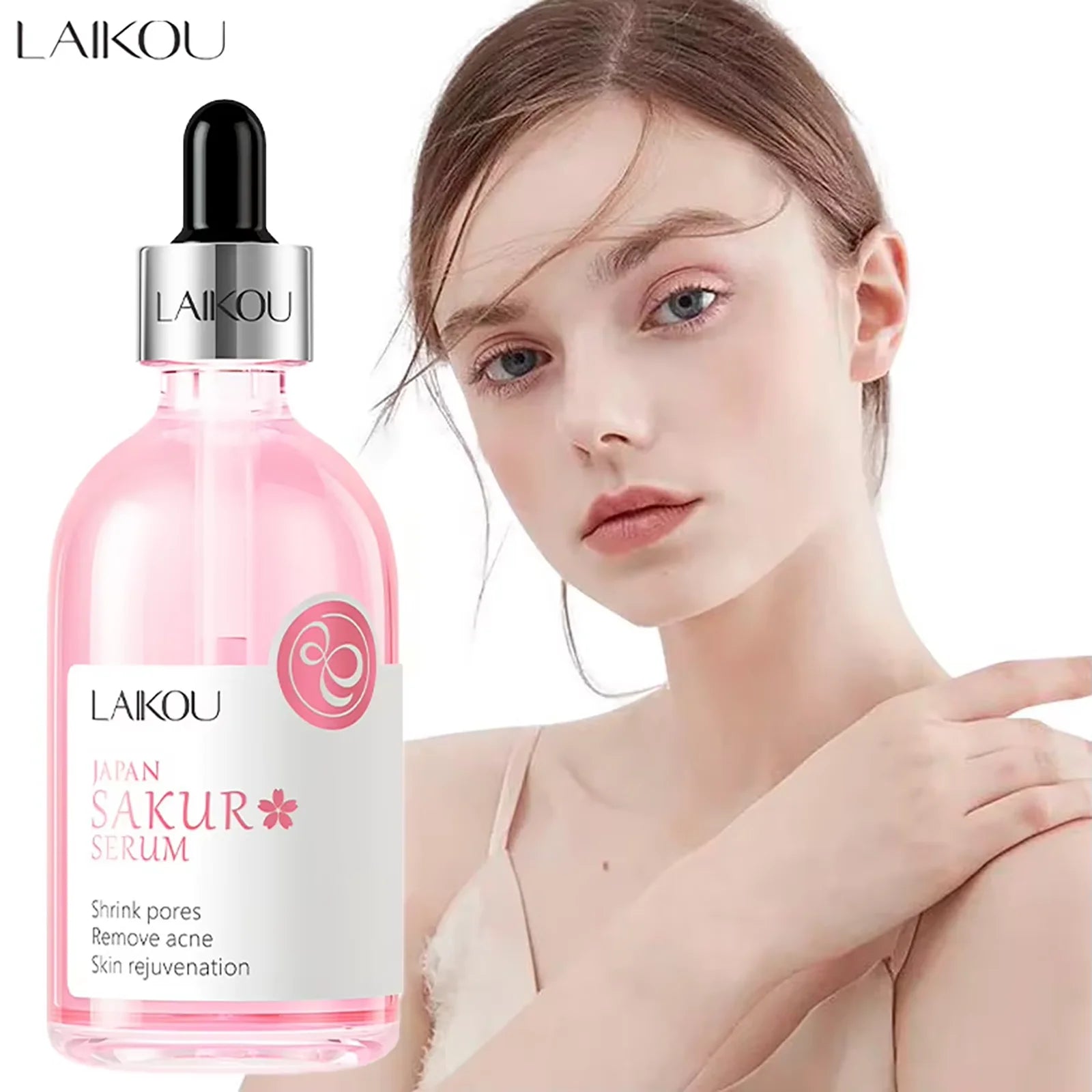 LAIKOU Sakura - Sérum Facial con Esencia de Rosas, Hidratante, Reafirmante, Iluminador, Suavizante, Productos para el Cuidado de la Piel Facial, 100 ml