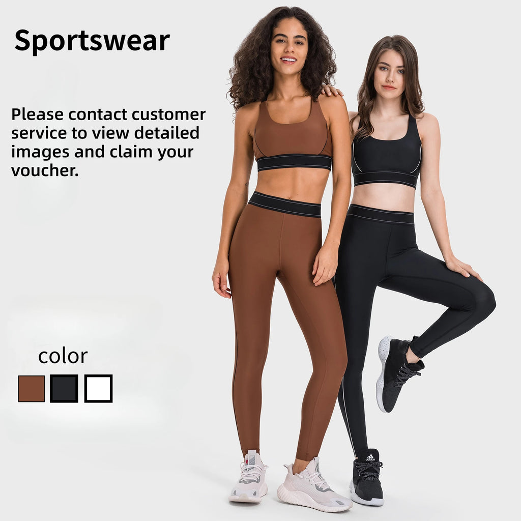 Conjunto de Yoga para Mujer, Top Deportivo, Traje de Pilates, Pantalones de Yoga de Cintura Alta con Efecto Levanta Glúteos, Diseño en Contraste de Color