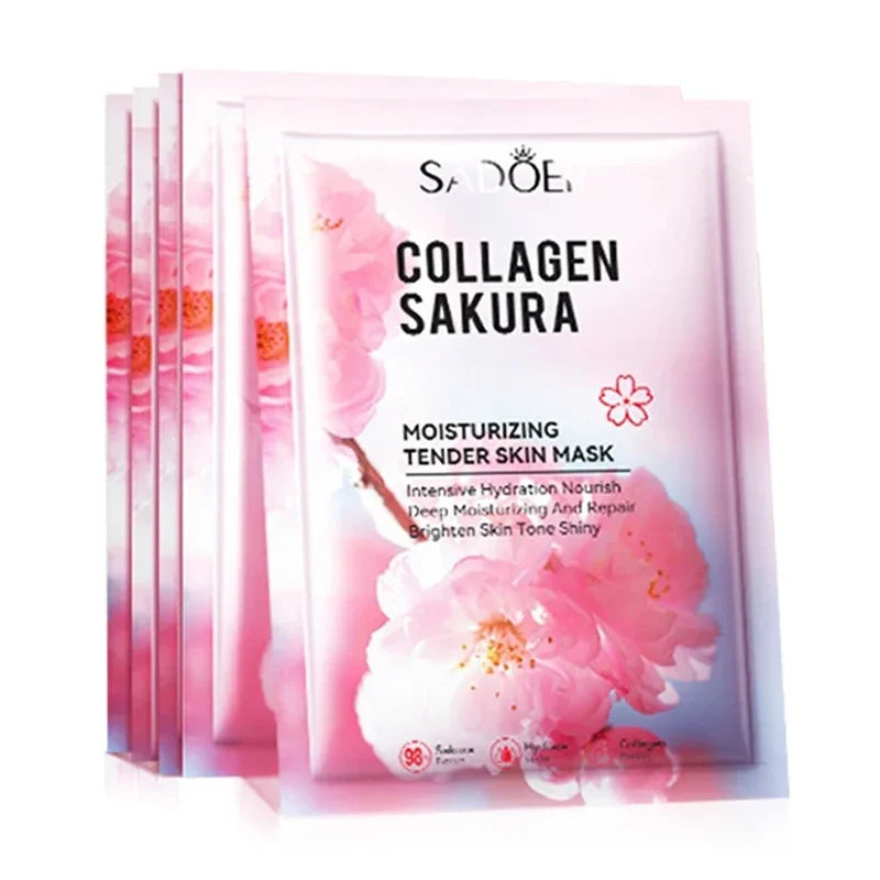 Mascarilla Facial Sadoer Sakura, Cuidado Facial, Hidratante, Iluminadora, Reafirmante, Colágeno, Mascarillas Faciales, Mascarilla en Lámina