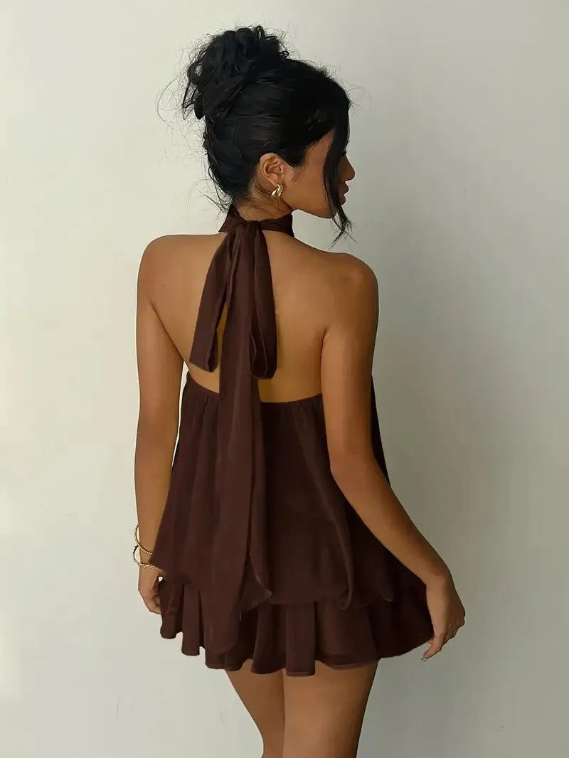 Vestidos Casuales para Mujer, Ropa Femenina Elegante para Fiesta, Vestido de Playa de Color Sólido, Ajustado, Sexy, con Espalda Descubierta