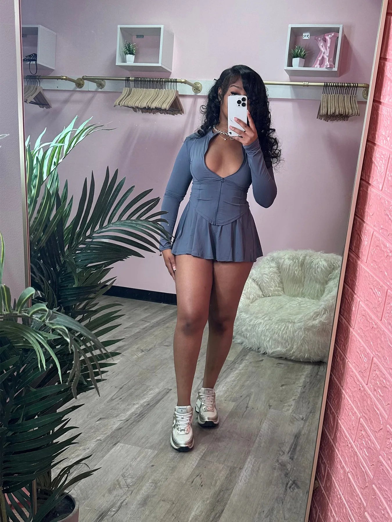 Conjunto deportivo informal de 2 piezas para mujer, chaqueta de manga larga con cremallera, minifalda con pantalones cortos, ropa de diario, atuendos atléticos para salir