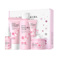 Set de Cuidado Facial Laikou Japan Sakura de 5 Piezas, Kit Hidratante e Iluminador con Limpiador, Tónico, Suero, Crema para Ojos y Crema Esencial