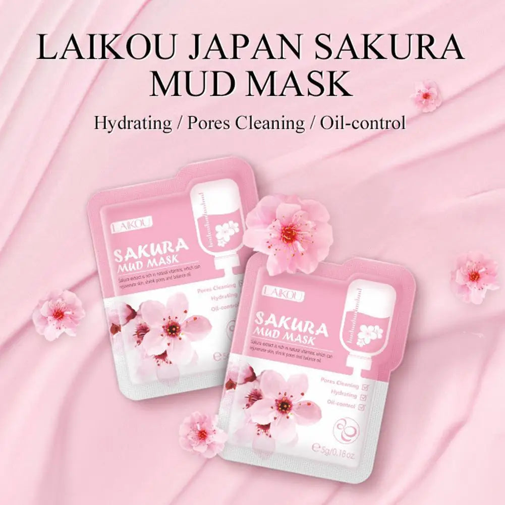 12 Uds. Mascarilla de barro Sakura, mascarilla Facial hidratante iluminadora, limpieza de la piel luminosa, arcilla limpiadora Facial, cuidado de la piel antiarrugas hidratante