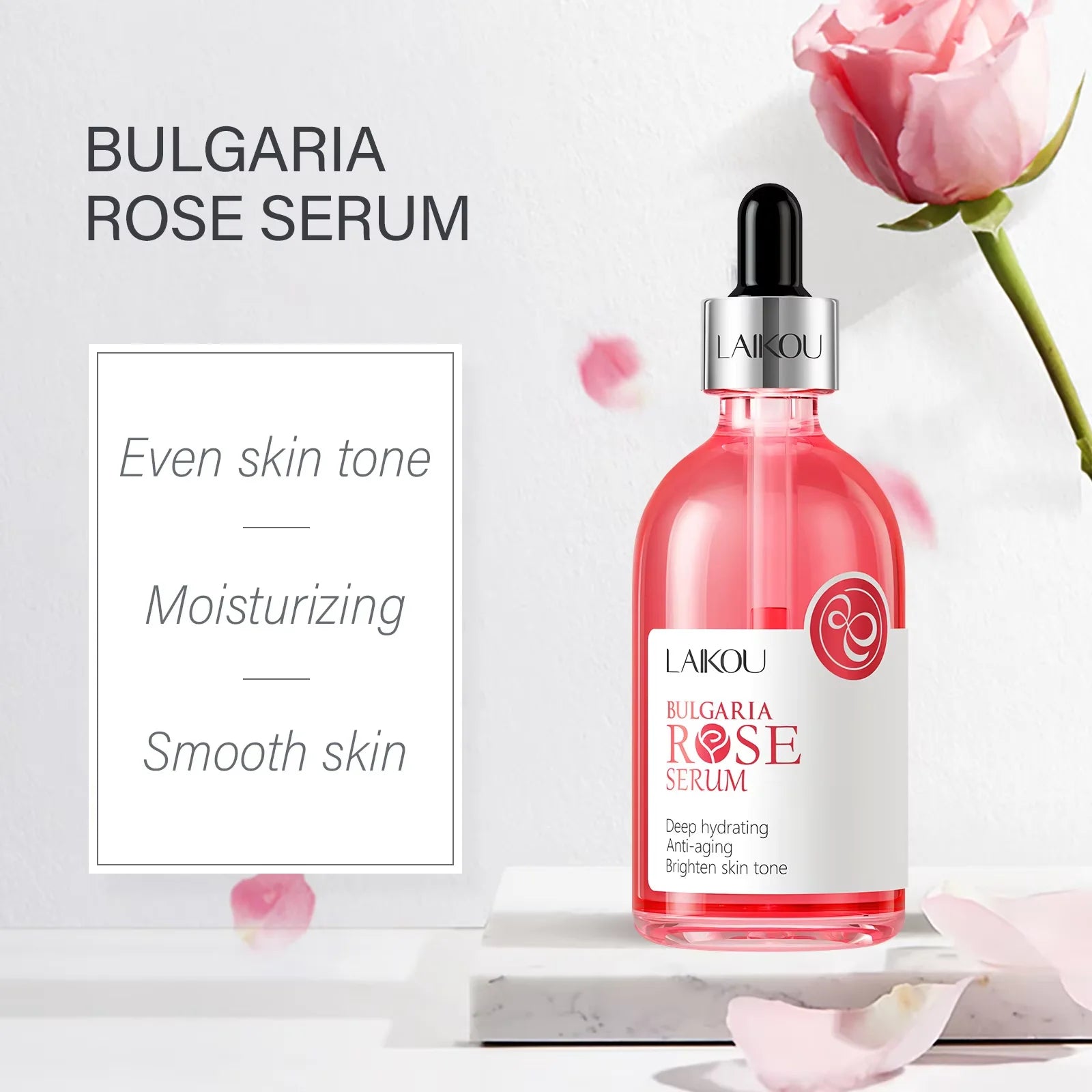 LAIKOU Sakura - Sérum Facial con Esencia de Rosas, Hidratante, Reafirmante, Iluminador, Suavizante, Productos para el Cuidado de la Piel Facial, 100 ml