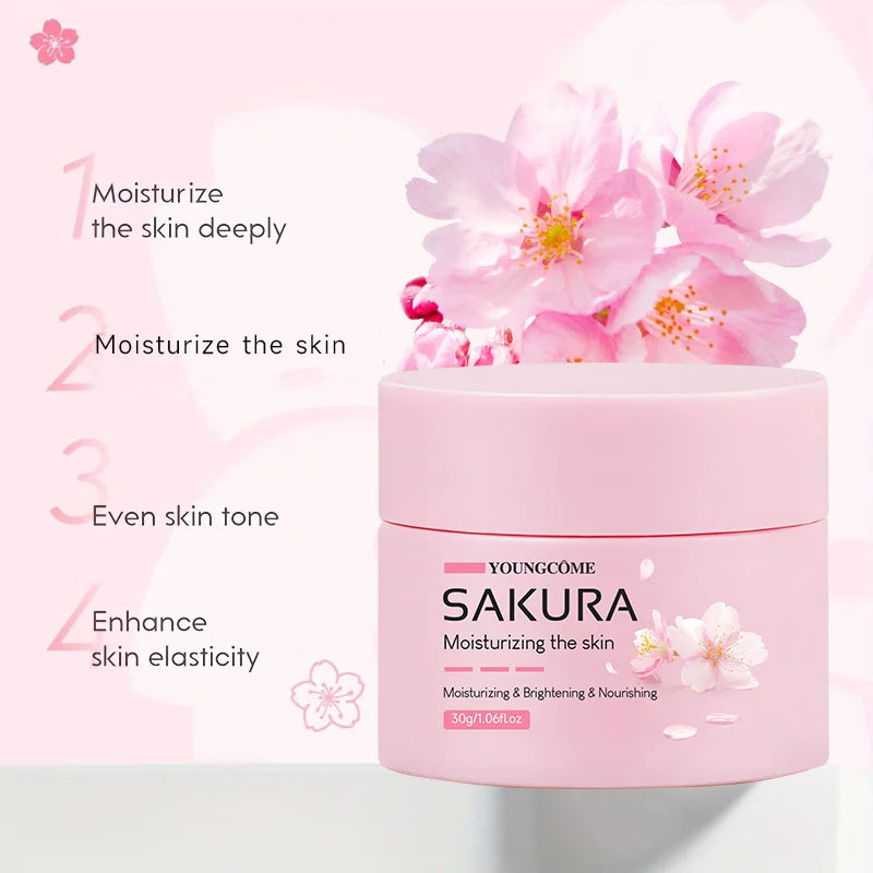 Crema de esencia Sakura, crema hidratante Facial de flor de cerezo para pieles secas y ásperas, colágeno reparador nutritivo antienvejecimiento para lifting facial