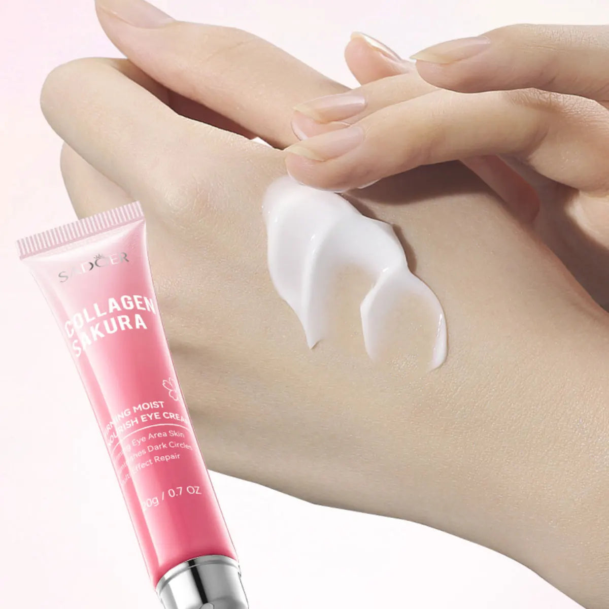 Crema de Ojos con Colágeno Sakura, Hidratante, Reafirmante, Iluminadora, Reduce las Ojeras, la Hinchazón, Suaviza las Líneas Finas, Antienvejecimiento, 20g