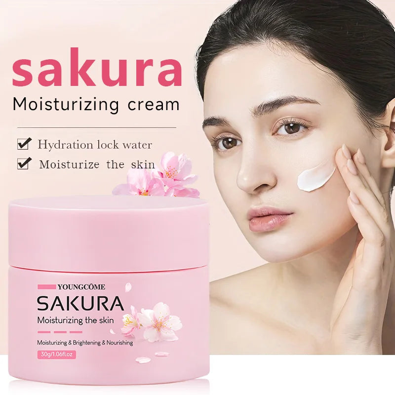 Crema de esencia Sakura, crema hidratante Facial de flor de cerezo para pieles secas y ásperas, colágeno reparador nutritivo antienvejecimiento para lifting facial