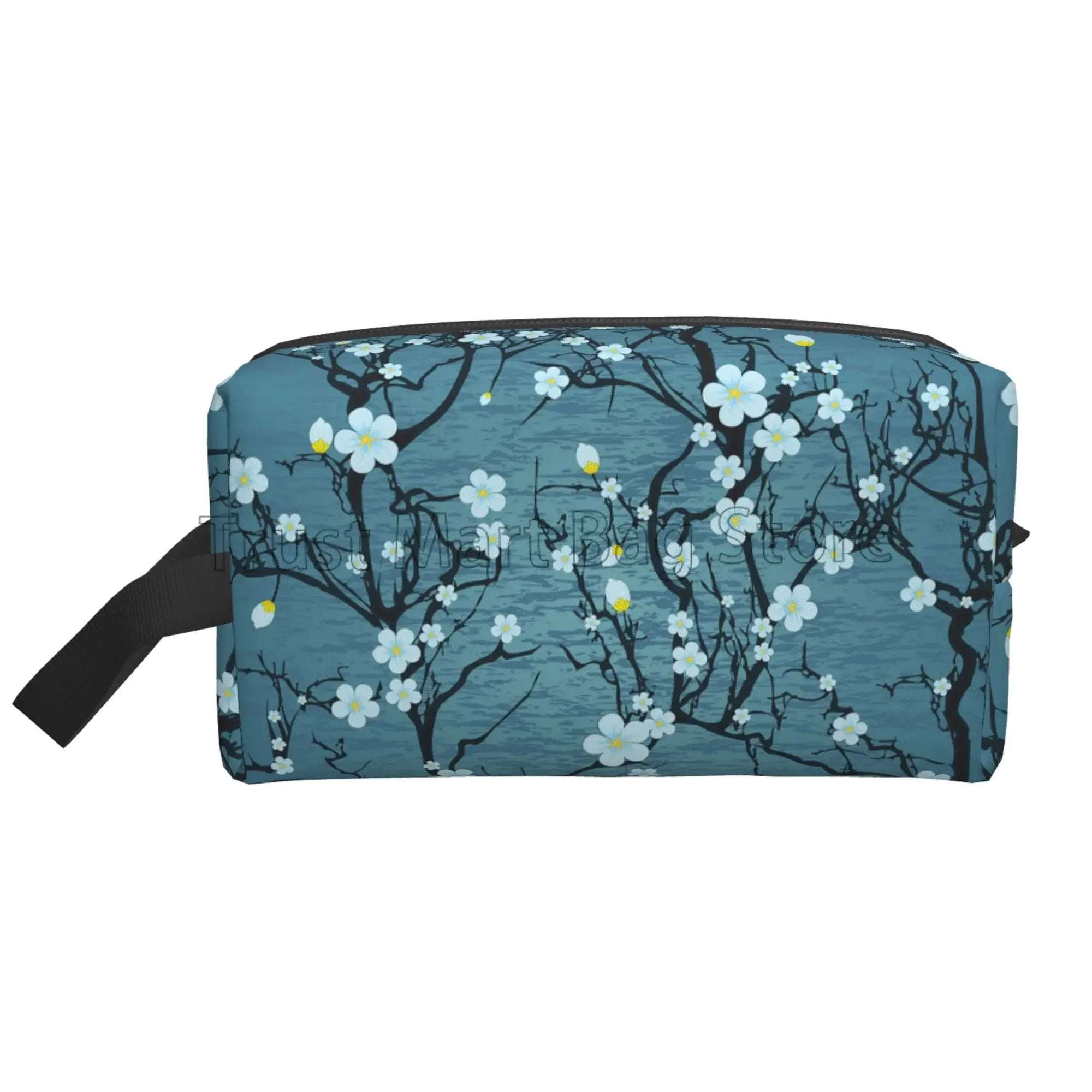 Bolsas de cosméticos con estampado de flores de cerezo Sakura japonés para mujer, bolsa de aseo de viaje con cremallera, bolsa de maquillaje grande resistente al agua, regalo