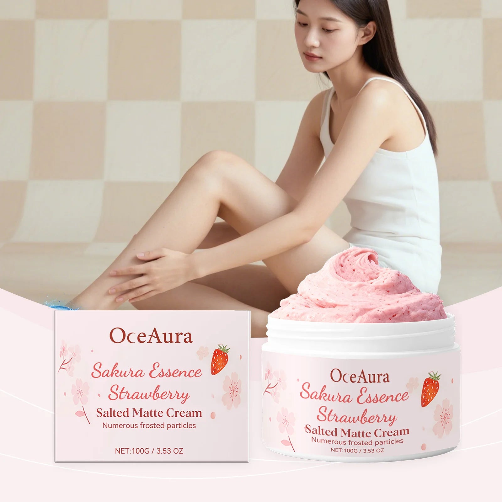 Crema exfoliante corporal de fresa Sakura, exfoliante de limpieza profunda para una piel suave y brillante, eliminación de piel muerta, hidratante