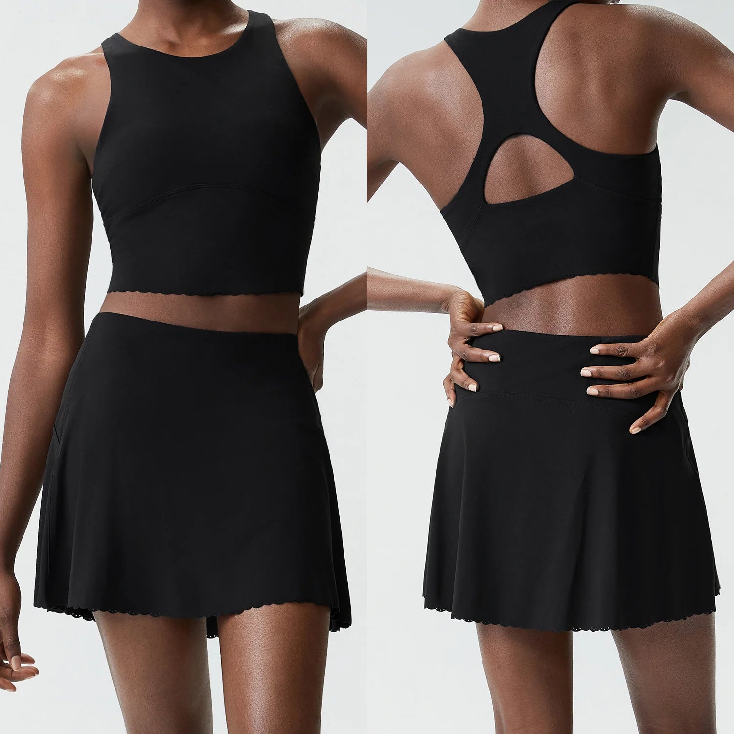 Ropa de Gimnasio para Mujer, Conjunto Deportivo de Tenis para Mujer, Talla Grande, Elástico, Conjunto Deportivo de Dos Piezas de Secado Rápido, Ropa Deportiva de Bádminton