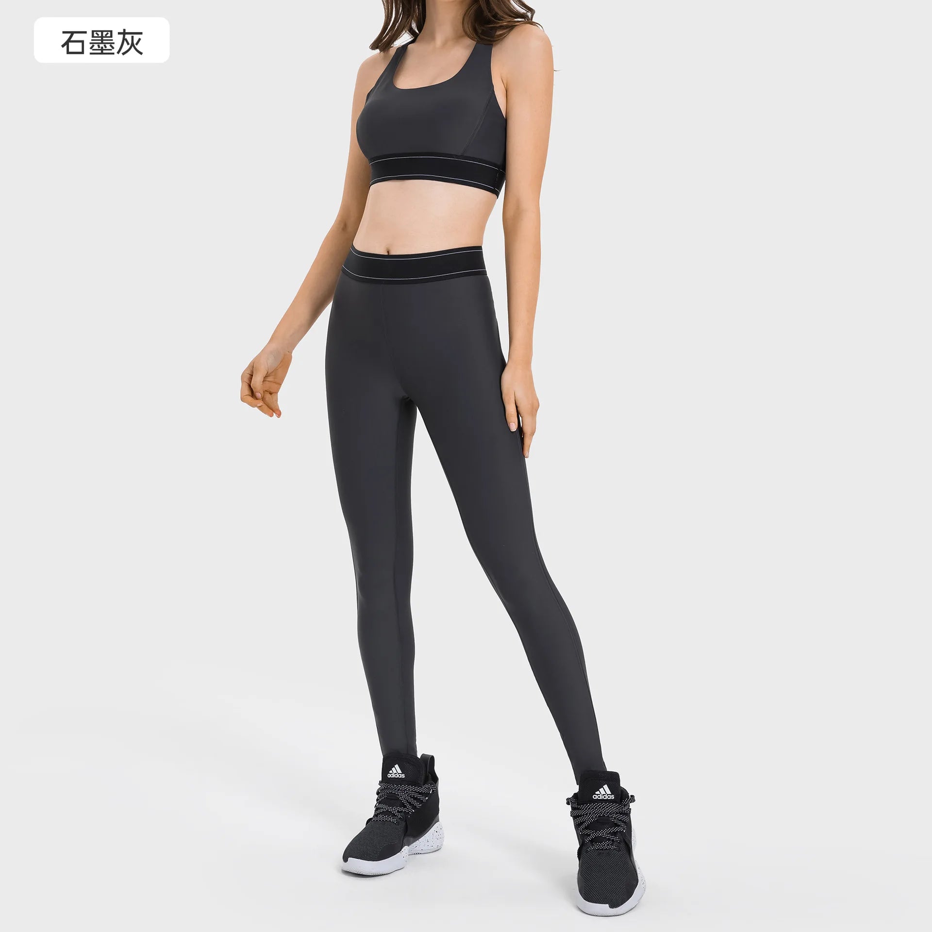 Conjunto de Yoga para Mujer, Top Deportivo, Traje de Pilates, Pantalones de Yoga de Cintura Alta con Efecto Levanta Glúteos, Diseño en Contraste de Color