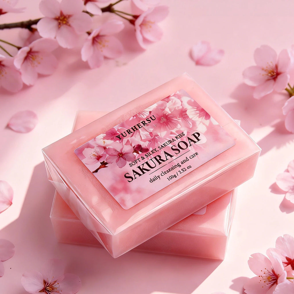Jabón Artesanal de Sakura con Glicerina, Suave, No Reseca, Aroma Duradero, Jabón Limpiador para Cara y Cuerpo, Regalo