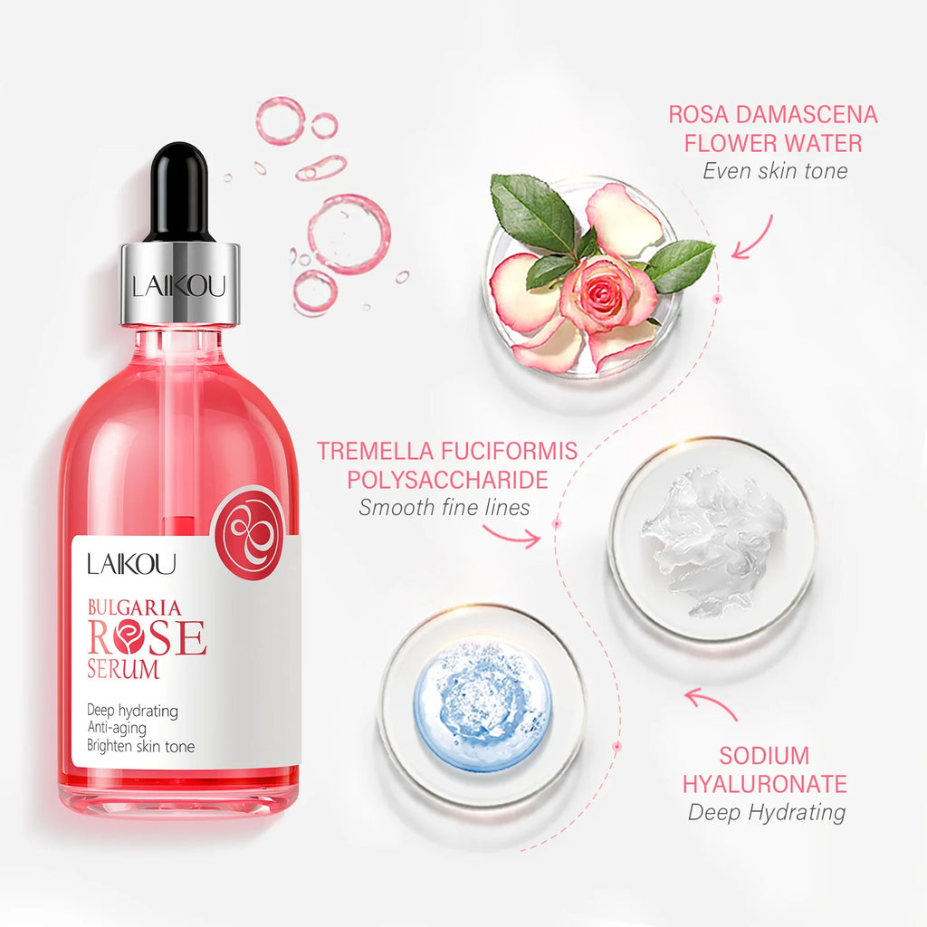 LAIKOU Sakura - Sérum Facial con Esencia de Rosas, Hidratante, Reafirmante, Iluminador, Suavizante, Productos para el Cuidado de la Piel Facial, 100 ml