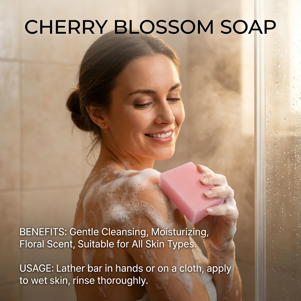 Jabón Artesanal de Sakura con Glicerina, Suave, No Reseca, Aroma Duradero, Jabón Limpiador para Cara y Cuerpo, Regalo