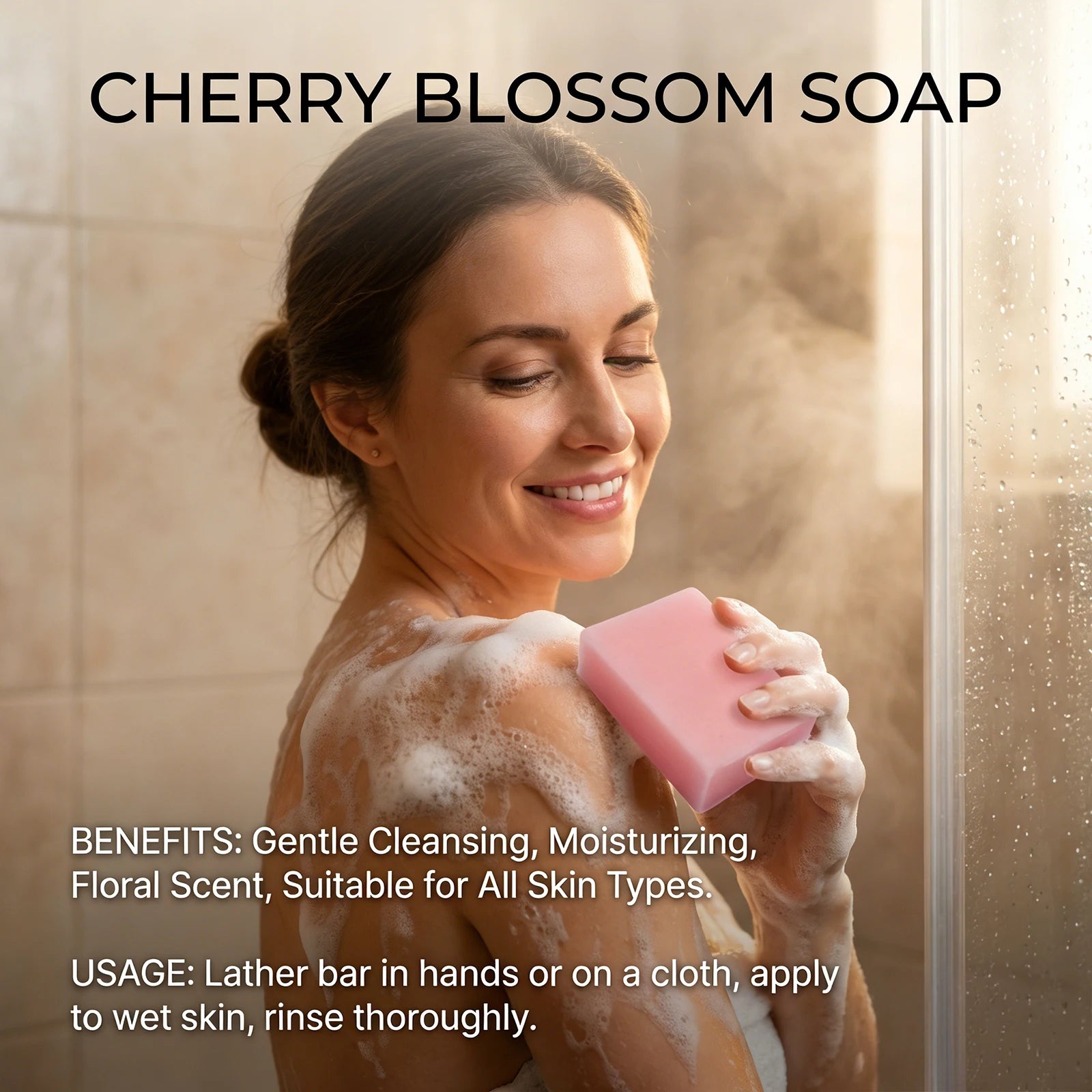 Jabón Artesanal de Sakura con Glicerina, Suave, No Reseca, Aroma Duradero, Jabón Limpiador para Cara y Cuerpo, Regalo