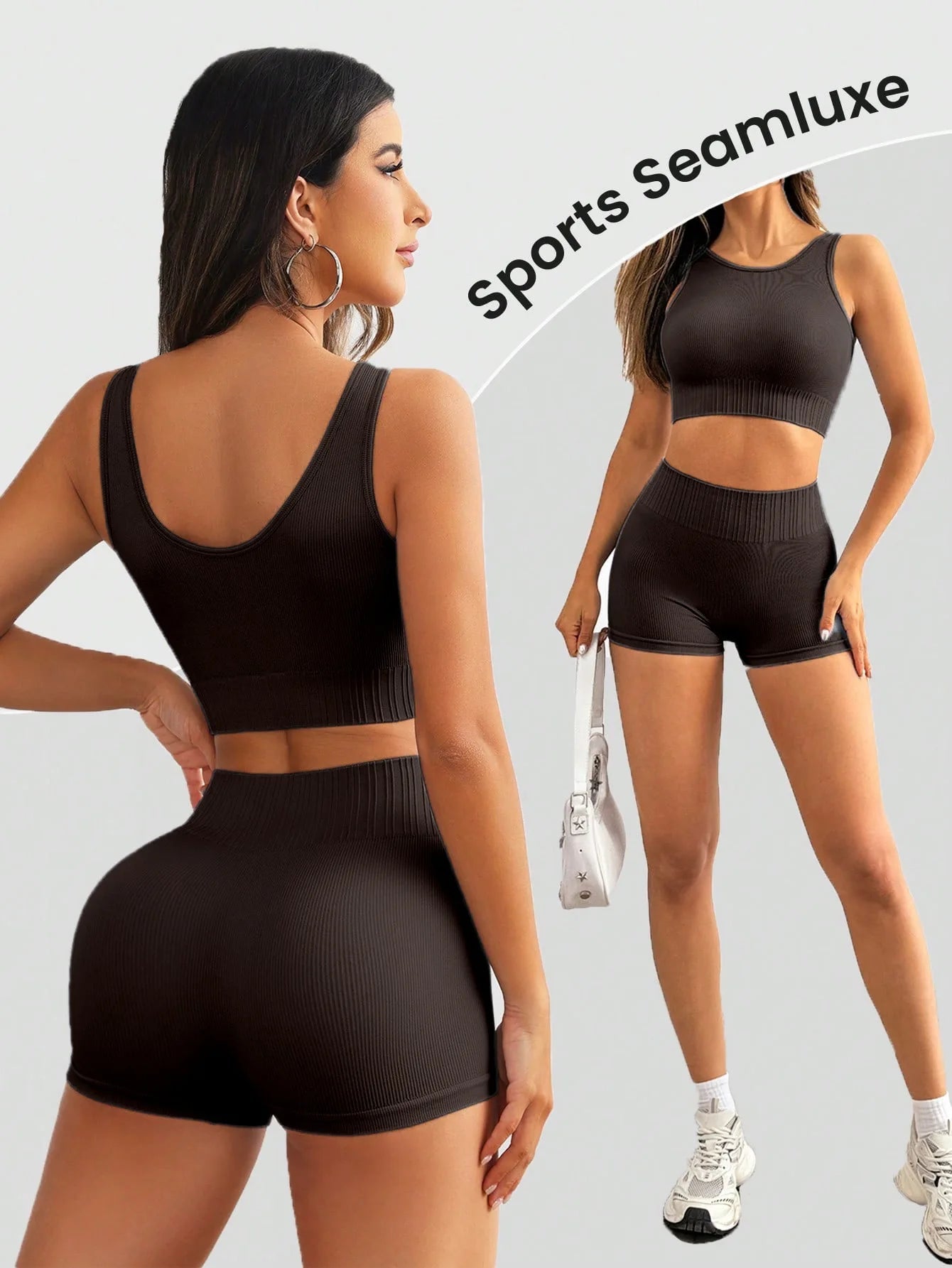 Shorts deportivos de cintura alta con efecto levanta glúteos, chaleco corto de alta elasticidad, conjunto casual de yoga de secado rápido y a la moda.