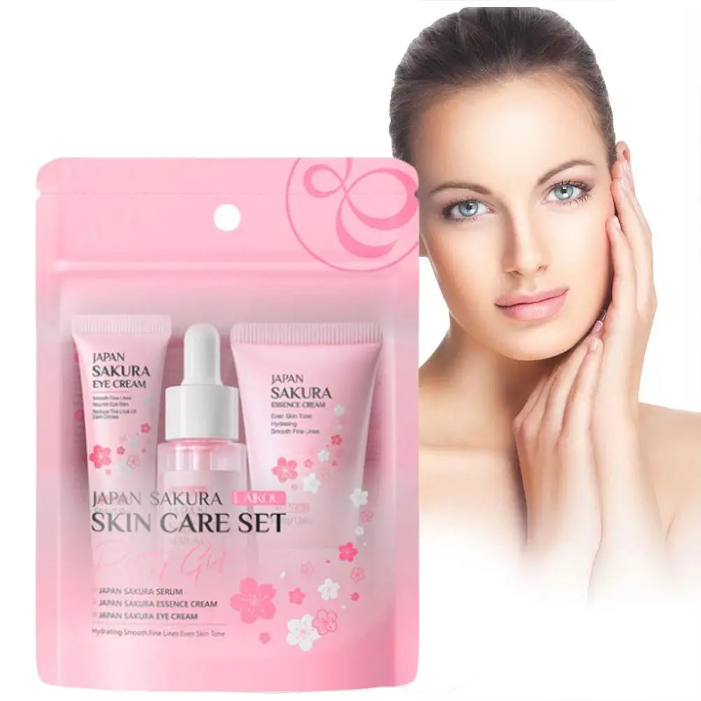 Sakura-juegos y kits para el cuidado de la piel con limpiador, suero, crema para ojos, crema de esencia, productos de belleza para mujeres, juegos de regalo, Kit de viaje de rutina