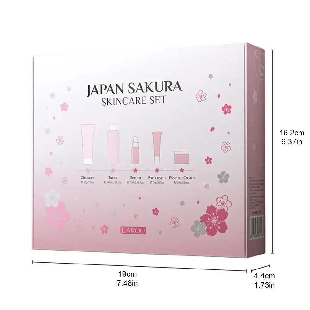 5/3 unids/set Sakura juegos para el cuidado de la piel crema Facial suero tóner limpiador Facial protector solar crema para ojos caja de regalo producto para el cuidado de la piel Facial
