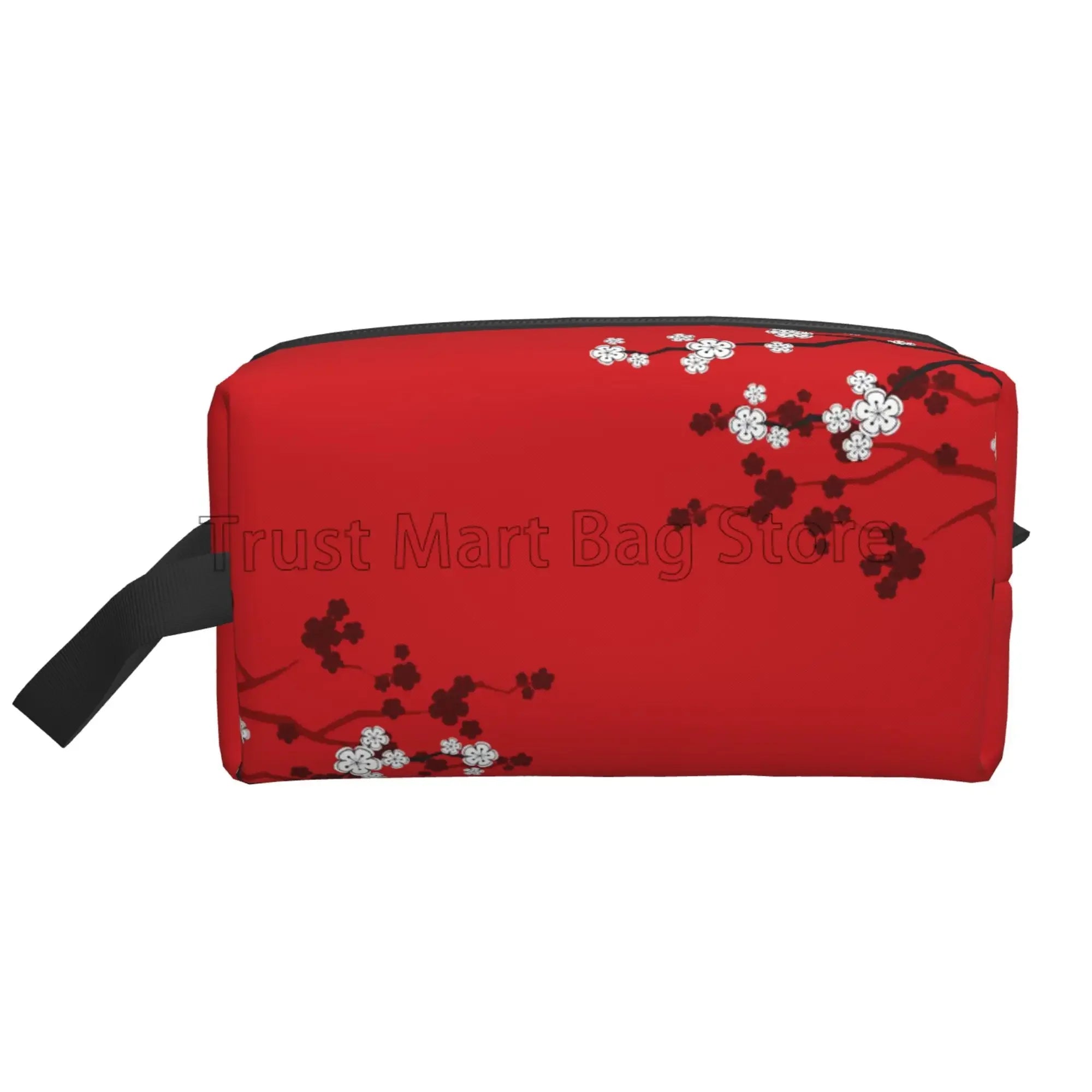 Bolsas de cosméticos con estampado de flores de cerezo Sakura japonés para mujer, bolsa de aseo de viaje con cremallera, bolsa de maquillaje grande resistente al agua, regalo