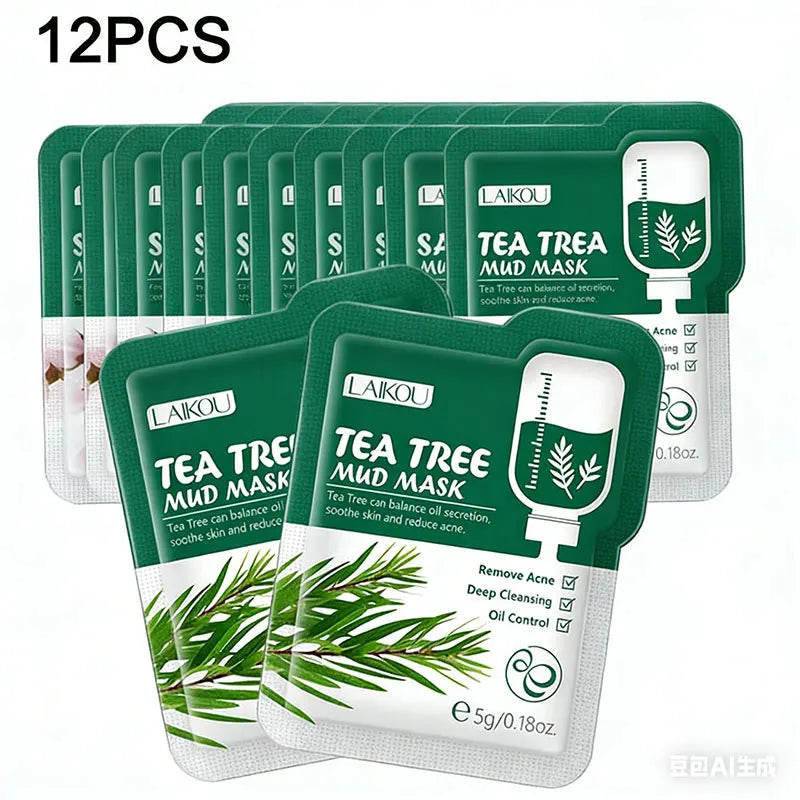 12 Uds. Mascarilla de barro Sakura, mascarilla Facial hidratante iluminadora, limpieza de la piel luminosa, arcilla limpiadora Facial, cuidado de la piel antiarrugas hidratante