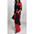 Conjunto informal holgado de 2 piezas para mujer, camisa de manga larga con botones y pantalones acampanados de pierna ancha, conjunto de chándal estampado de calle