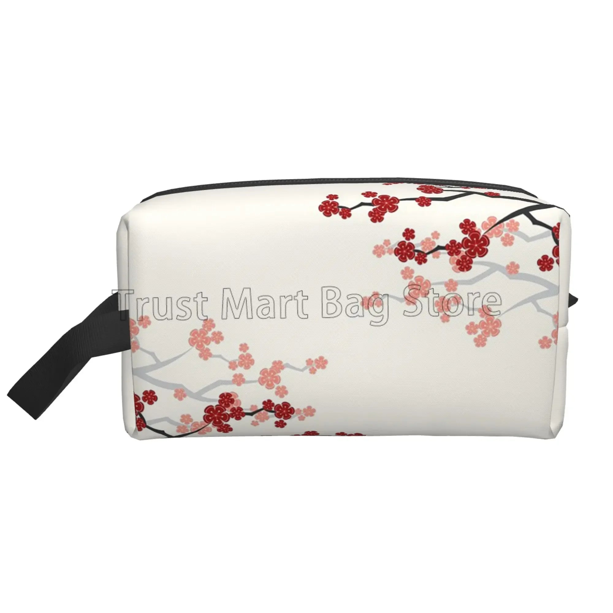 Bolsas de cosméticos con estampado de flores de cerezo Sakura japonés para mujer, bolsa de aseo de viaje con cremallera, bolsa de maquillaje grande resistente al agua, regalo