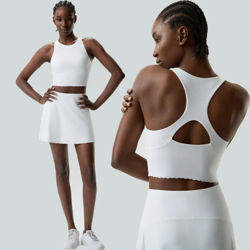 Ropa de Gimnasio para Mujer, Conjunto Deportivo de Tenis para Mujer, Talla Grande, Elástico, Conjunto Deportivo de Dos Piezas de Secado Rápido, Ropa Deportiva de Bádminton