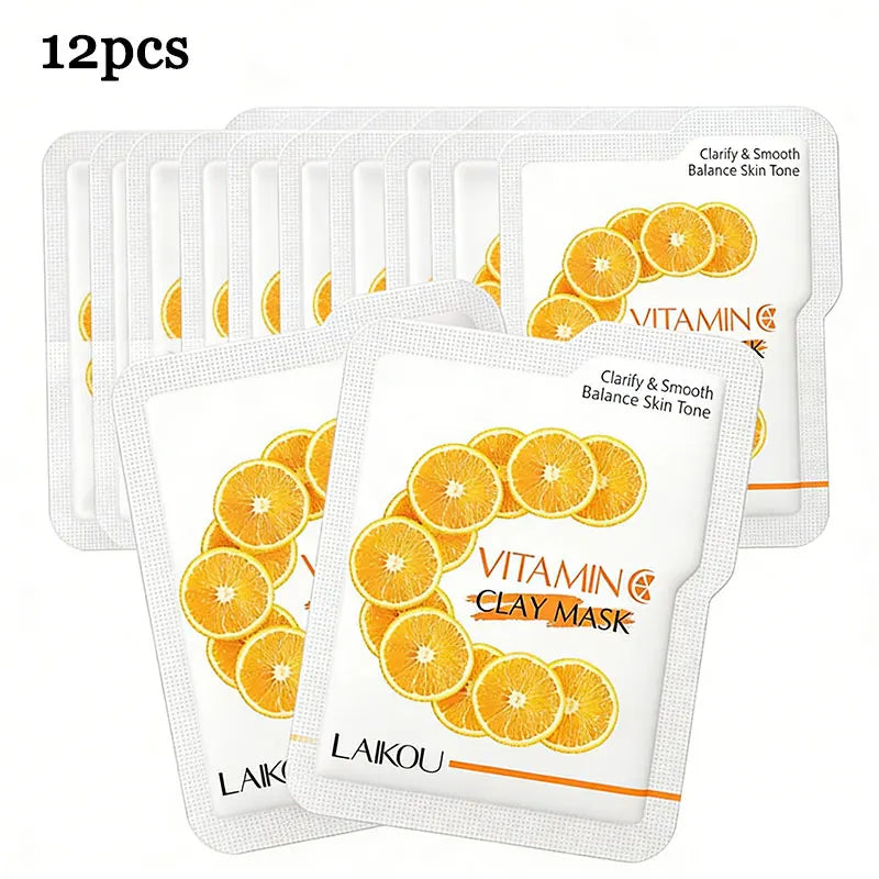 12 Uds. Mascarilla de barro Sakura, mascarilla Facial hidratante iluminadora, limpieza de la piel luminosa, arcilla limpiadora Facial, cuidado de la piel antiarrugas hidratante