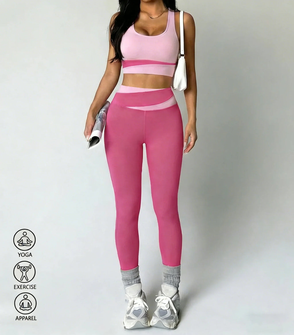 Conjunto de yoga para mujer, ropa deportiva sexy, sujetador deportivo, traje deportivo, leggings transpirables de cintura alta, conjunto atlético para gimnasio, ropa deportiva para entrenamiento.