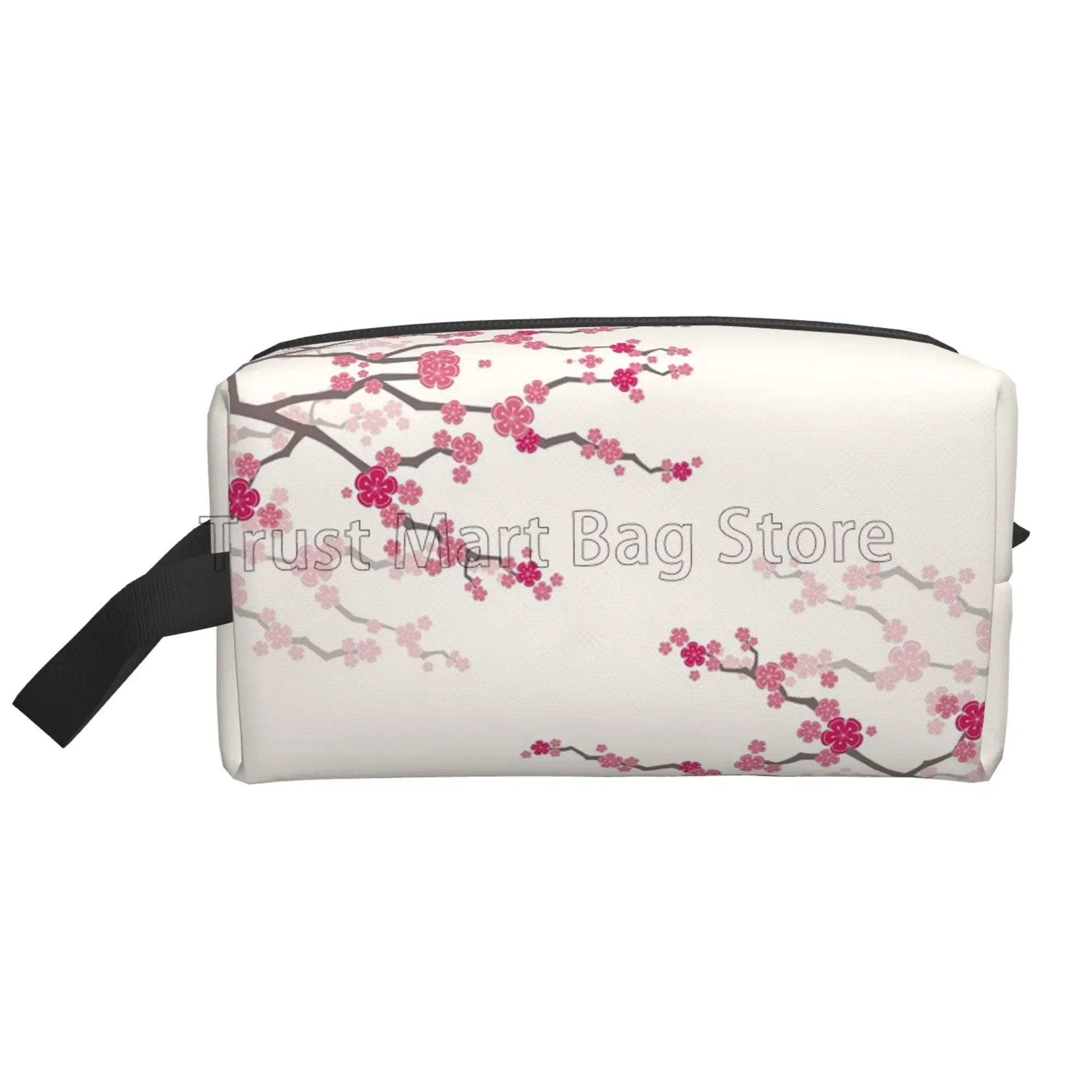 Bolsas de cosméticos con estampado de flores de cerezo Sakura japonés para mujer, bolsa de aseo de viaje con cremallera, bolsa de maquillaje grande resistente al agua, regalo