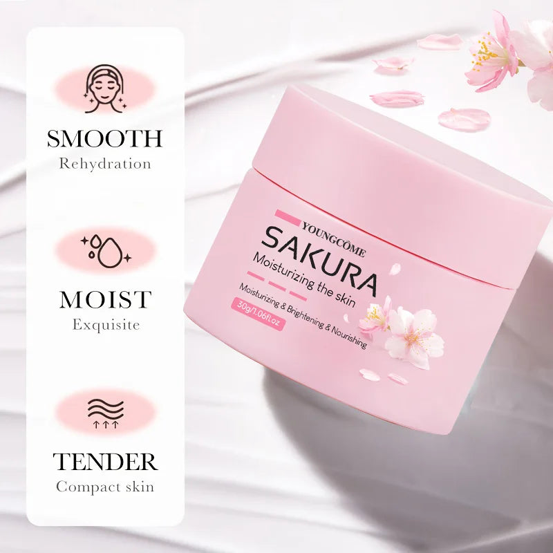 Crema de esencia Sakura, crema hidratante Facial de flor de cerezo para pieles secas y ásperas, colágeno reparador nutritivo antienvejecimiento para lifting facial