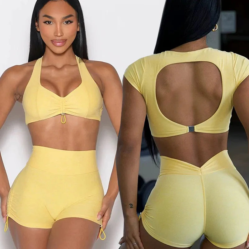 Conjuntos de ropa deportiva para Yoga, chándal para mujer, ropa atlética, traje de Fitness, entrenamiento de gimnasio, ropa de realce, Sujetador deportivo, traje de mallas