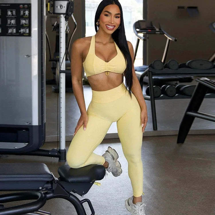 Conjuntos de ropa deportiva para Yoga, chándal para mujer, ropa atlética, traje de Fitness, entrenamiento de gimnasio, ropa de realce, Sujetador deportivo, traje de mallas