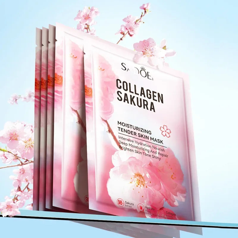 Mascarilla Facial Sadoer Sakura, Cuidado Facial, Hidratante, Iluminadora, Reafirmante, Colágeno, Mascarillas Faciales, Mascarilla en Lámina